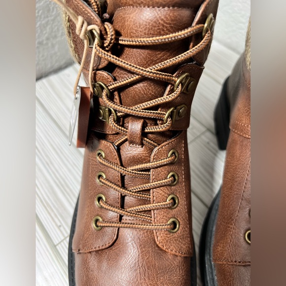 MIA Marsha Lug sole‎ women’s lace up ankle boot shoe faux leather brown size 9 - Picture 3 of 10